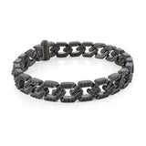 GUN-IP MATTE-S.STEEL HEXAGON-LINK BLACK-CZ 8''-BRACELET