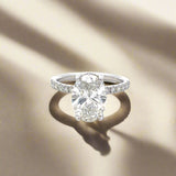 Oval Shape Hidden Halo Diamond Ring