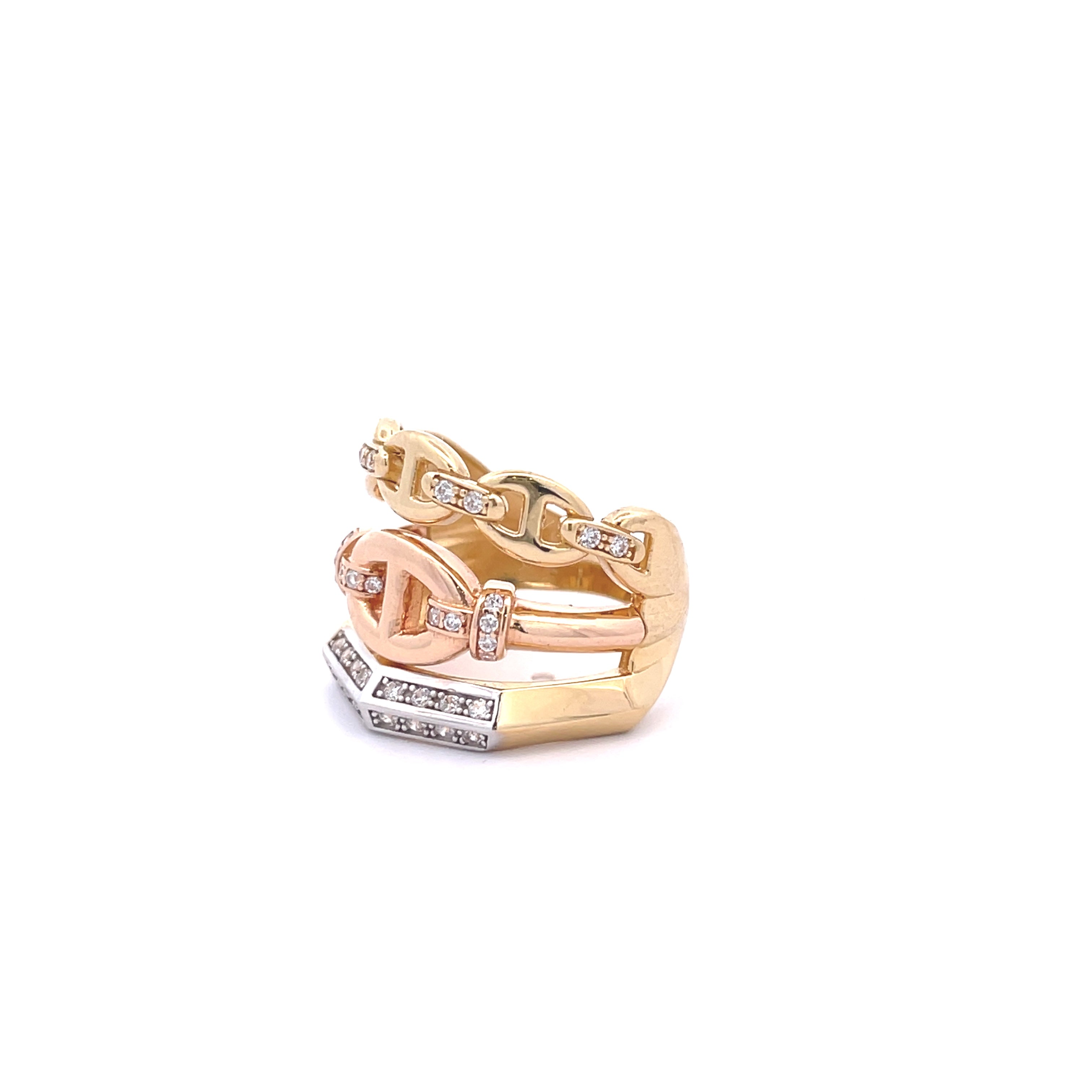 18K Gold Cubic zirconia Mariner Woman ring