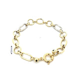 Oval and Round Link Two Tone Bracelet 10K Gold