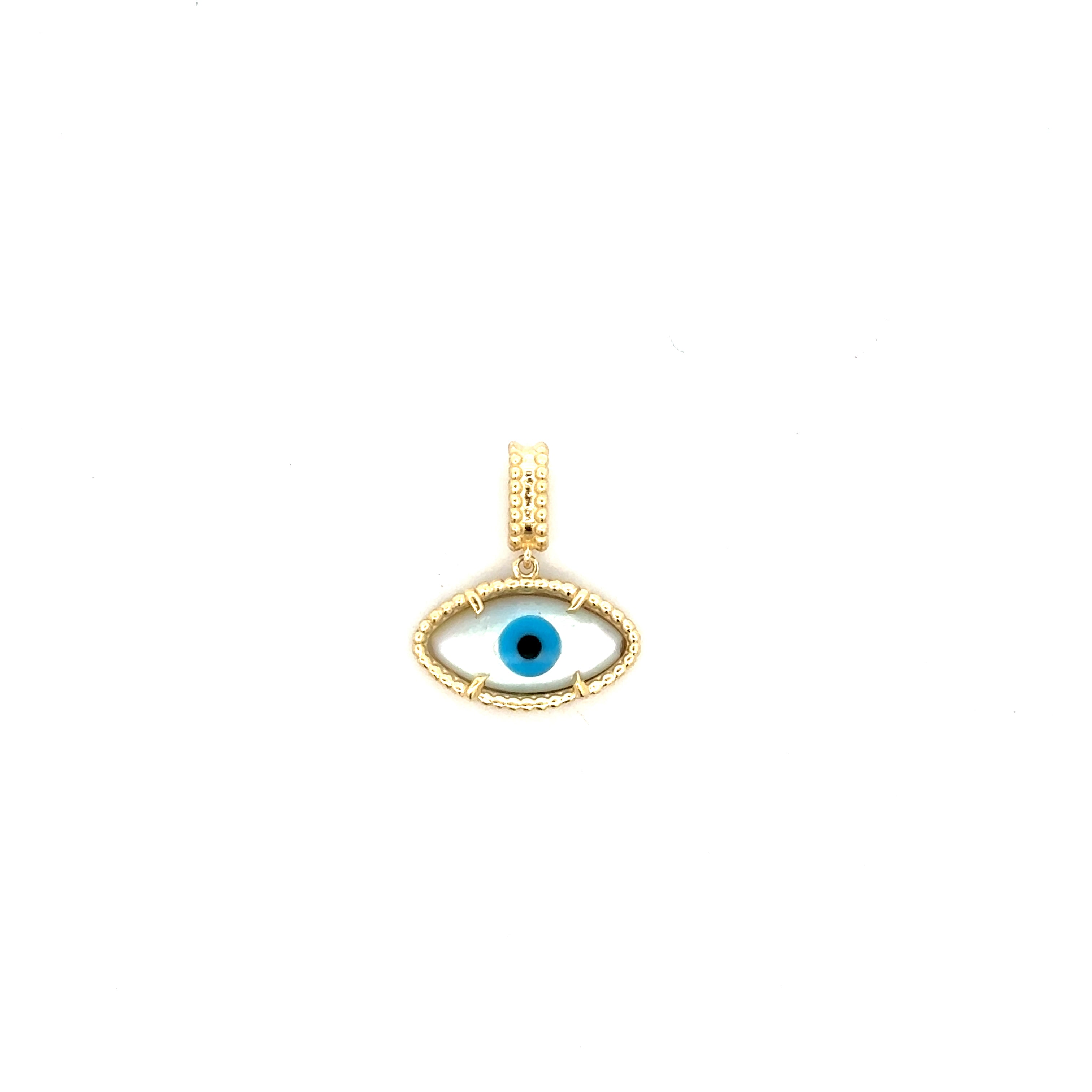 Evil Eye Shape Mother Of Pearl Pendant Gold