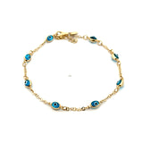 Evil Eye Rolo Bracelet 10K Gold