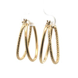 10k Yellow Gold Elongated Double Hoops