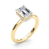 Double Hidden Halo Emerald Cut Engagement Ring