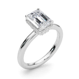 Double Hidden Halo Emerald Cut Engagement Ring