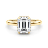 Double Hidden Halo Emerald Cut Engagement Ring