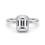 Double Hidden Halo Emerald Cut Engagement Ring