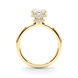 Pear Shape Double Hidden Halo Engagement Ring