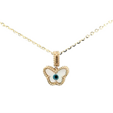 Butterfly Evil Eye Mother Of Pearl Necklace Gold