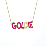 Shiny Enamel Name Necklace Solid Gold