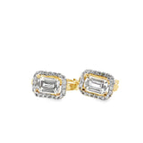 10k Yellow Gold Emerald Cut Hoop Earrings