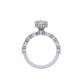 14K Oval Hidden Halo Diamond Engagement Ring