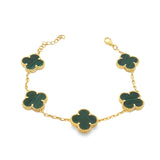 Large Silver G-P Green Clover Bracelet