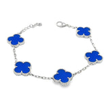 Large Blue Clover Bracelet Silver S925