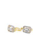 10k Yellow Gold Emerald Cut Hoop Earrings