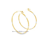 10K 3 Tone Gold Earring Hoops 40mm