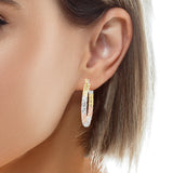 10K 3 Tone Gold Earring Hoops-50mm