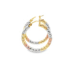 10K 3 Tone Gold Earring Hoops-50mm