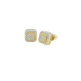 Square Cubic G-P Silver 925S Stud Earrings -Oli