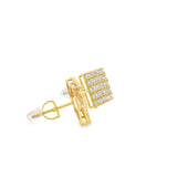 Square Cubic G-P Silver 925S Stud Earrings -Julia