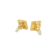 Square Cubic G-P Silver 925S Stud Earrings -Julia