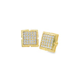 Square Cubic G-P Silver 925S Stud Earrings -Math