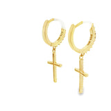 Cross Hoop G-P Silver 925S Earrings -Cross G-P