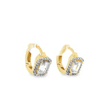 10k Yellow Gold Emerald Cut Hoop Earrings