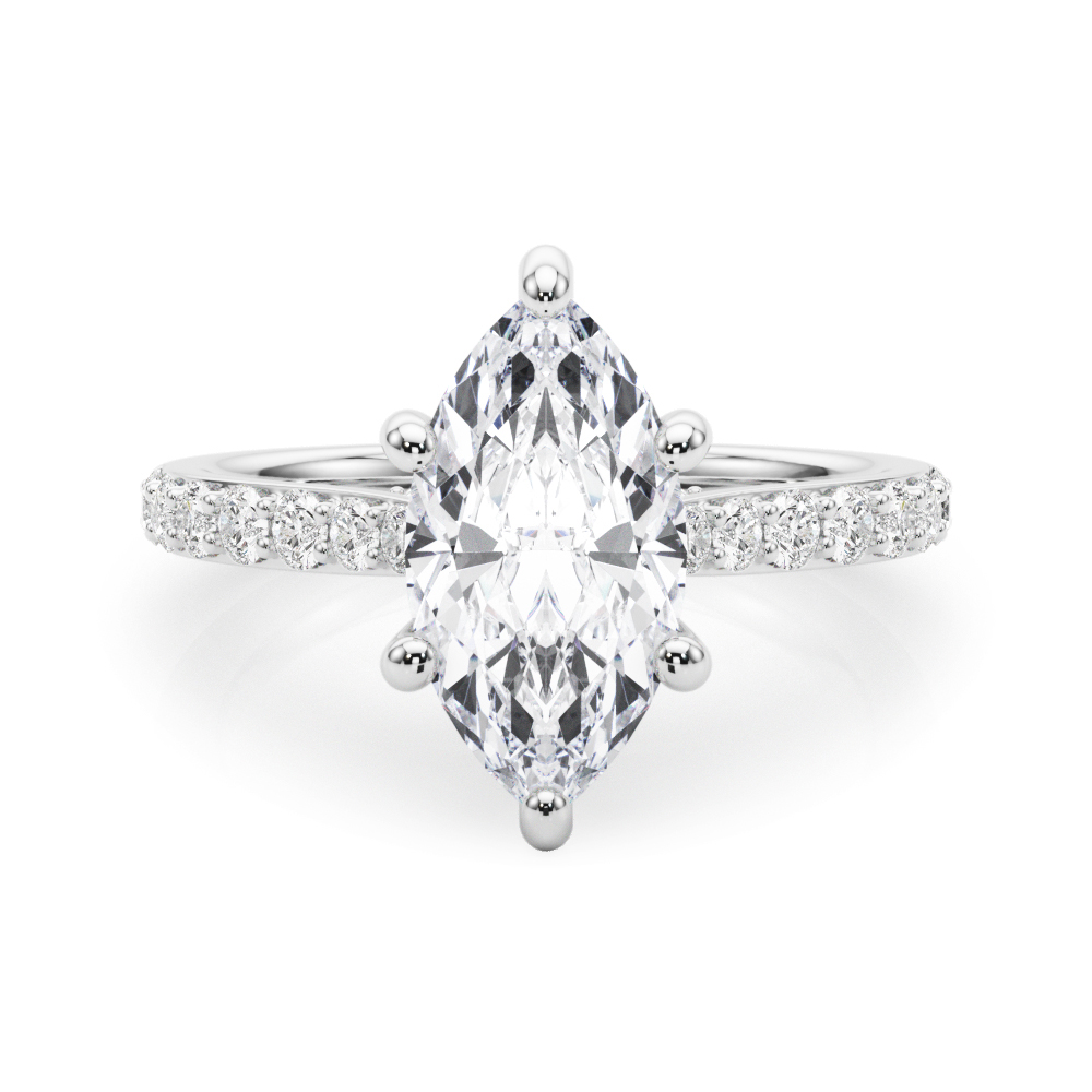 Hidden Halo Marquise Diamond Engagement Ring - Esmeralda