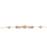 3 Tone Lined Bead Set 18k Gold