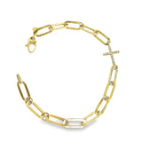 Paper Clip Diamond Cross Bracelet 18K