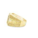 Medusa Square Gold Men Ring Zirconia 10K