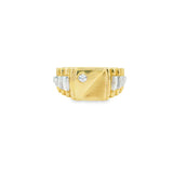 Men Signet Gold Ring Zirconia 10K