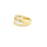 Men Signet Gold Ring Zirconia 10K