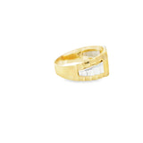 Men Signet Gold Ring Zirconia 10K