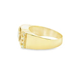 Men Medusa Signet Zirconia Gold Ring 10K