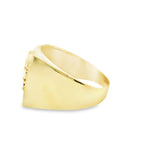 Men Gold Nugget Signet Ring Zirconia 10K