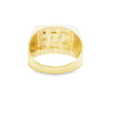 Men Gold Nugget Signet Ring Zirconia 10K