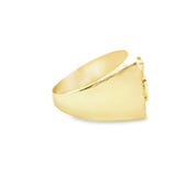 Men Gold Nugget Signet Ring Zirconia 10K