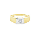 Men Gold Zirconia Signet Ring 10K