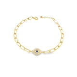 10K Gold Evil Eye Paper Clip Bracelet