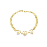 10K Gold 3 Heart Bracelet