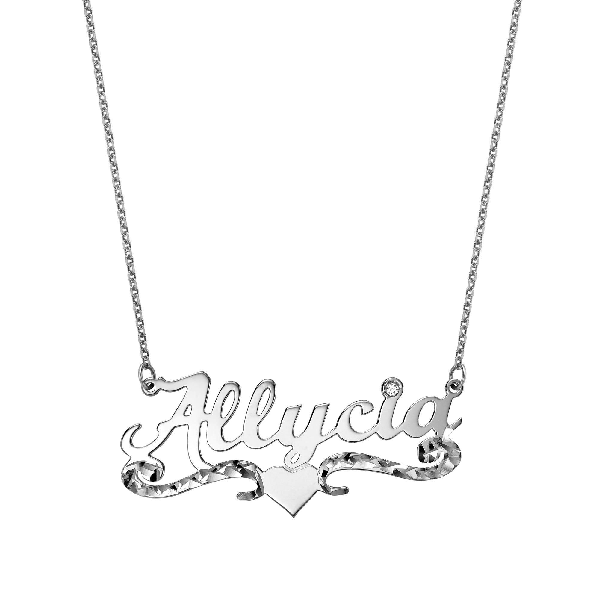 Angel Heart Name Necklace Solid Gold