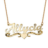 Angel Heart Name Necklace Solid Gold