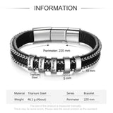 Stainless Steel Black Leather Bracelet