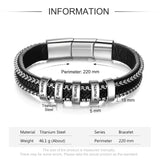 Stainless Steel Black Leather Bracelet