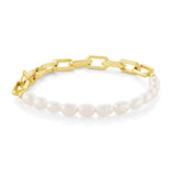 6.5MM RECTANGULAR & PEARLS BRACELET