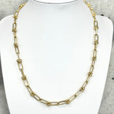 10K Yellow Gold Paper Clip Bead Link Necklace