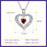 Birthstone Heart Shape Pendant Necklace 1 to 6 Names