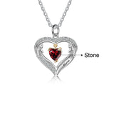 Birthstone Heart Shape Pendant Necklace 1 to 6 Names